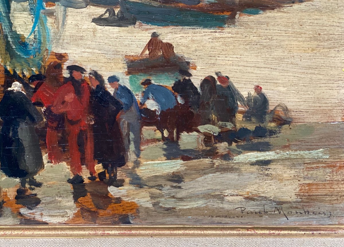 Paul Morchain (1876-1939) - Retour De Pêche - Huile Sur Panneau Signée -photo-4