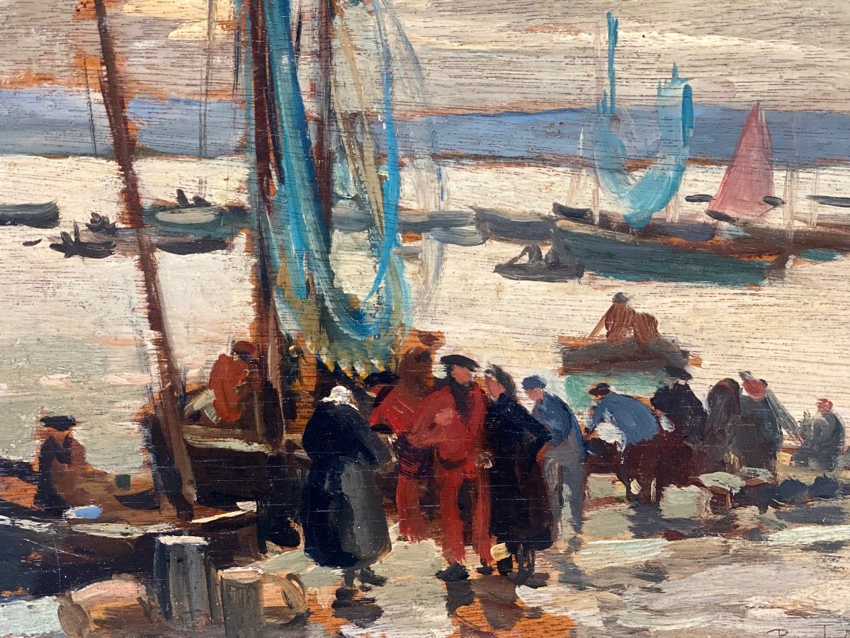 Paul Morchain (1876-1939) - Retour De Pêche - Huile Sur Panneau Signée -photo-5