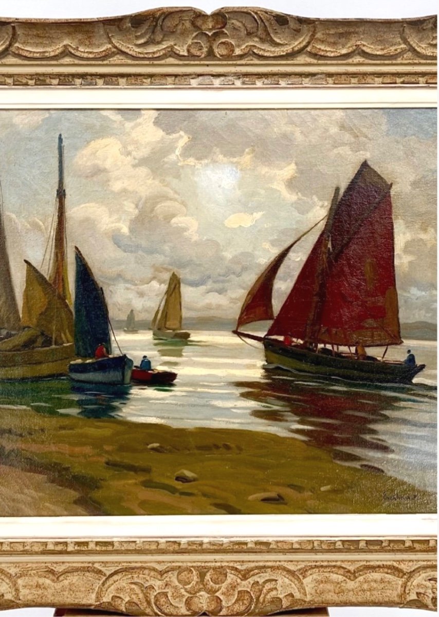 Bretagne,  « sardiniers A Douarnenez » Par Paul-andré Eschbach (1881-1961)-photo-2