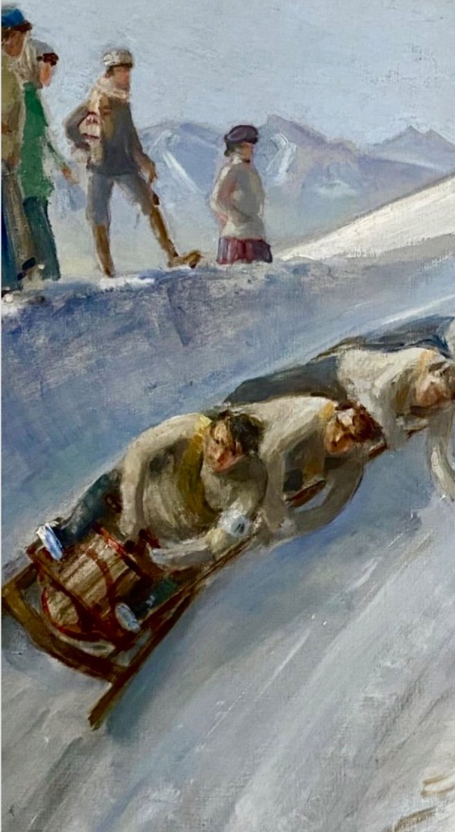 Henri De Nolhac (1884 - 1948)  La Course De Bobsleigh 1916 -photo-2