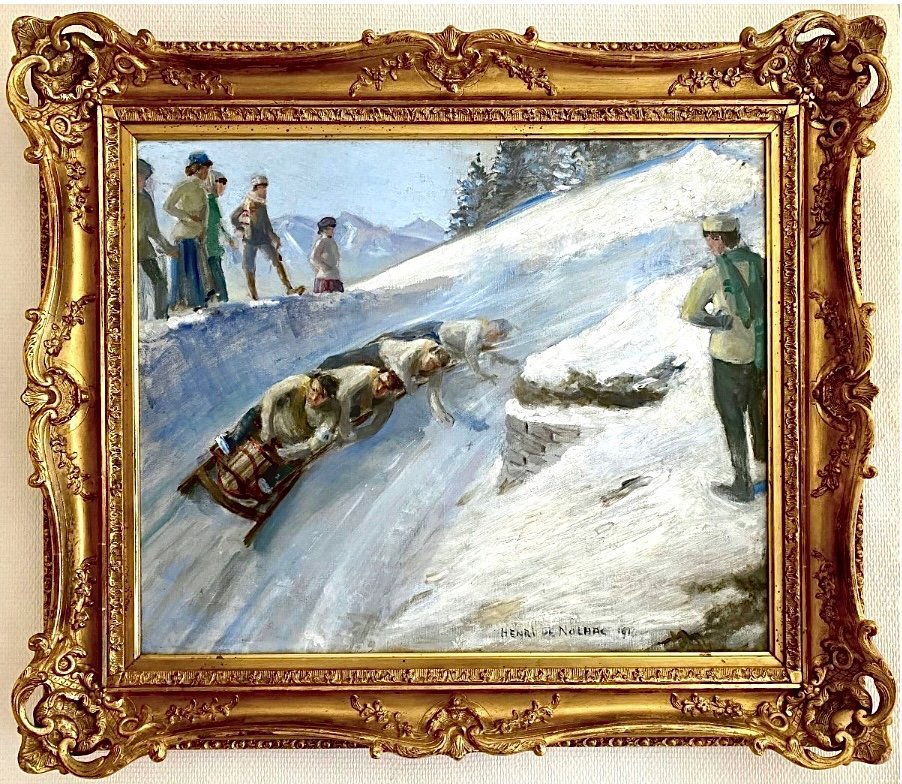 Henri De Nolhac (1884 - 1948)  La Course De Bobsleigh 1916 -photo-6