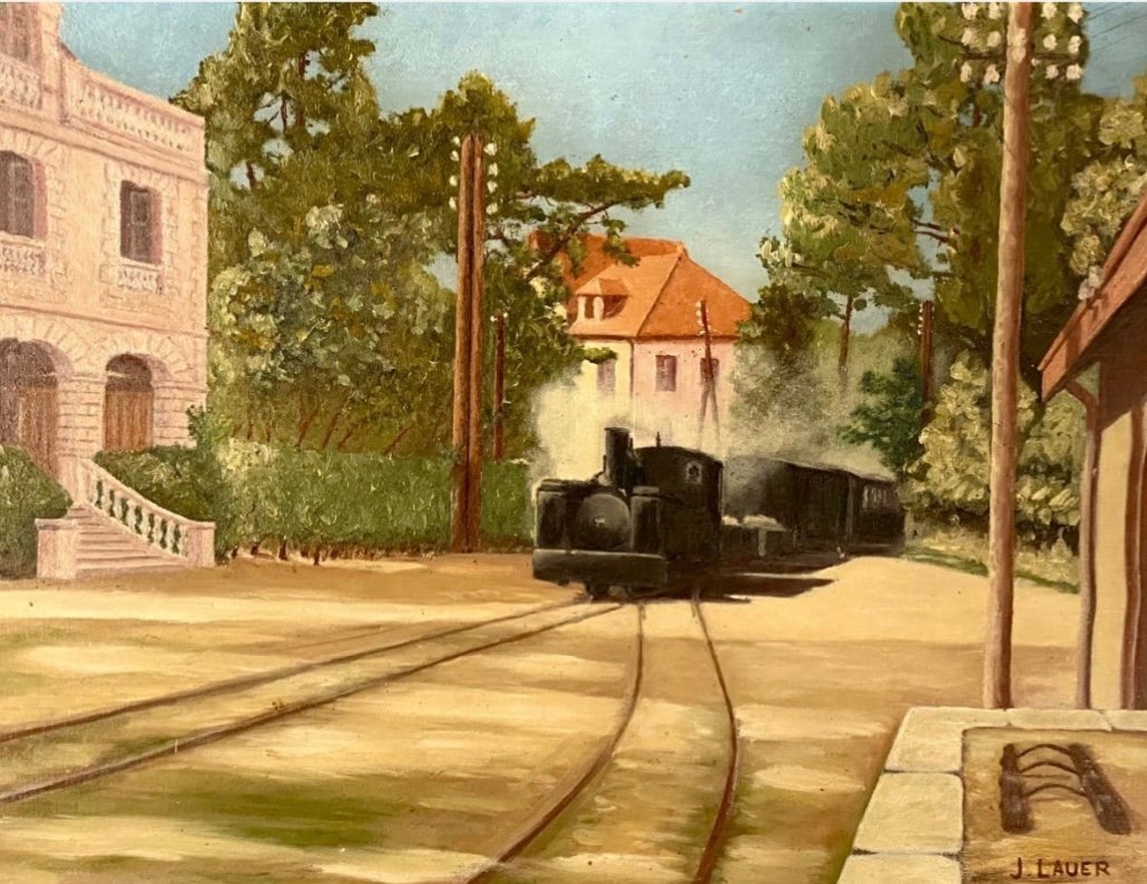 Jane Catherine Lauer, Le Train à Vapeur.  Huile Sur Toile Signée En Bas à Droite-photo-5