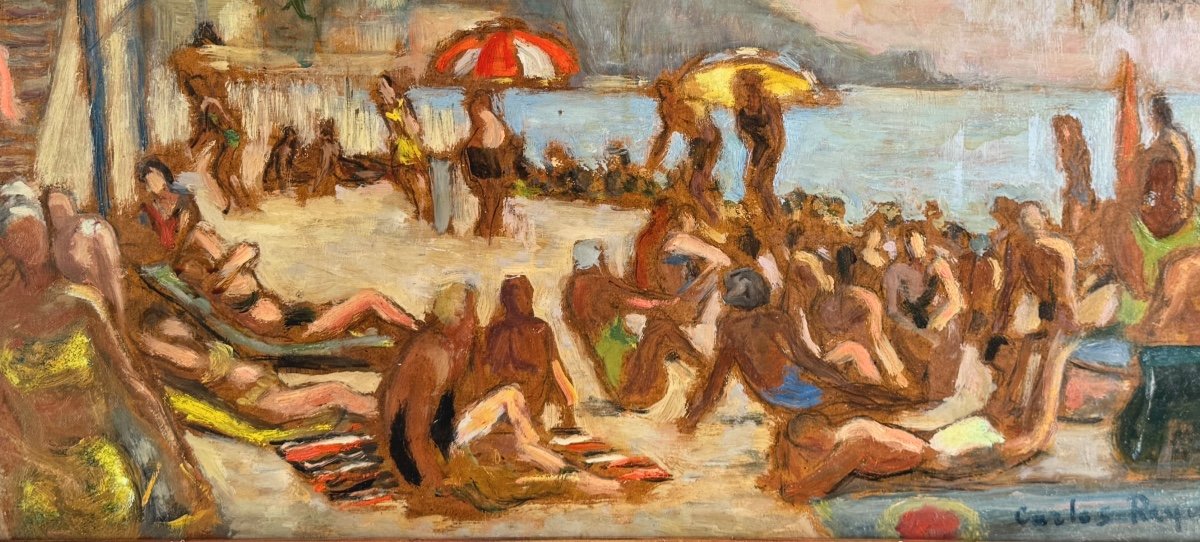 Carlos - Reymond (1884 - 1970) Beach Scene In Normandy Circa 1924-photo-4