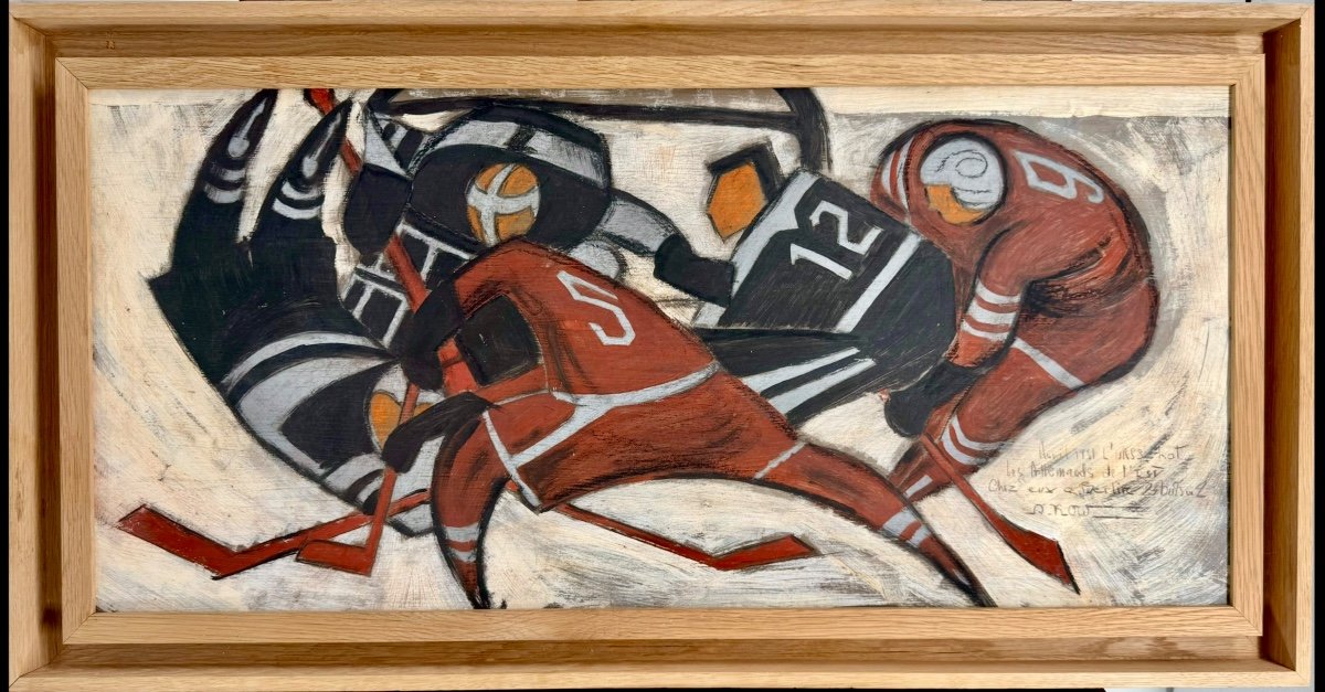 Alexis Kogeynikow Kow (1901-1978) Ice Hockey Match 1951 Signed