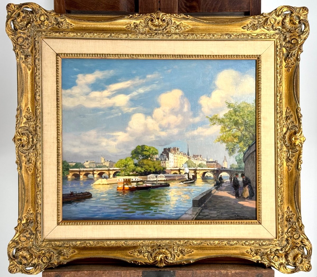 Henri Barnoin (1882 – 1940 – Paris) Paris The Seine At The Pont Neuf - Oil On Canvas Signed -photo-7