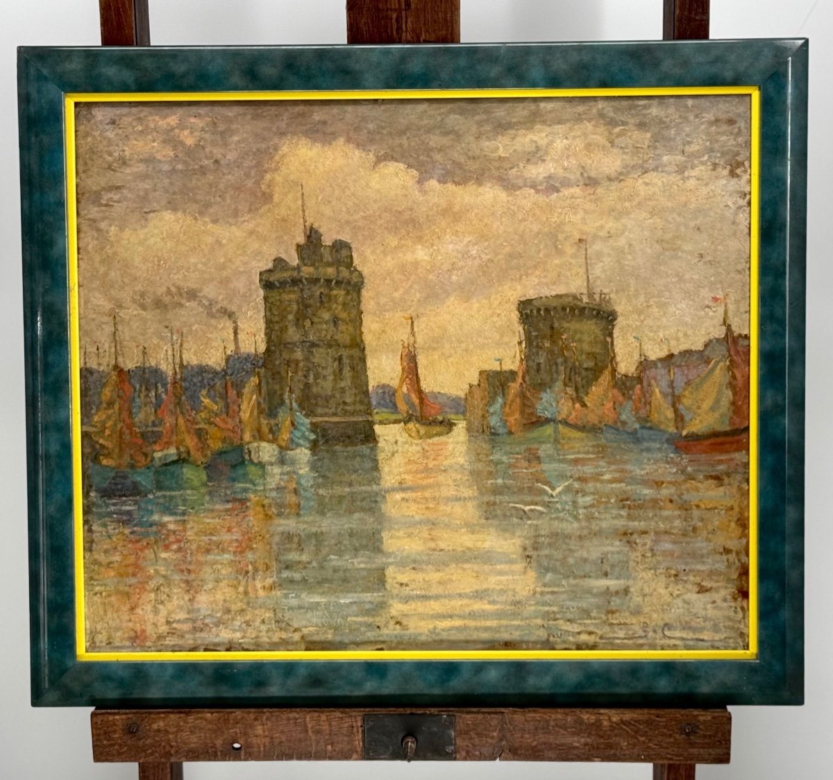 Le Port De La Rochelle - Grande Huile Sur Panneau Monogrammé 1ere Partie Du XXeme Siècle -photo-1