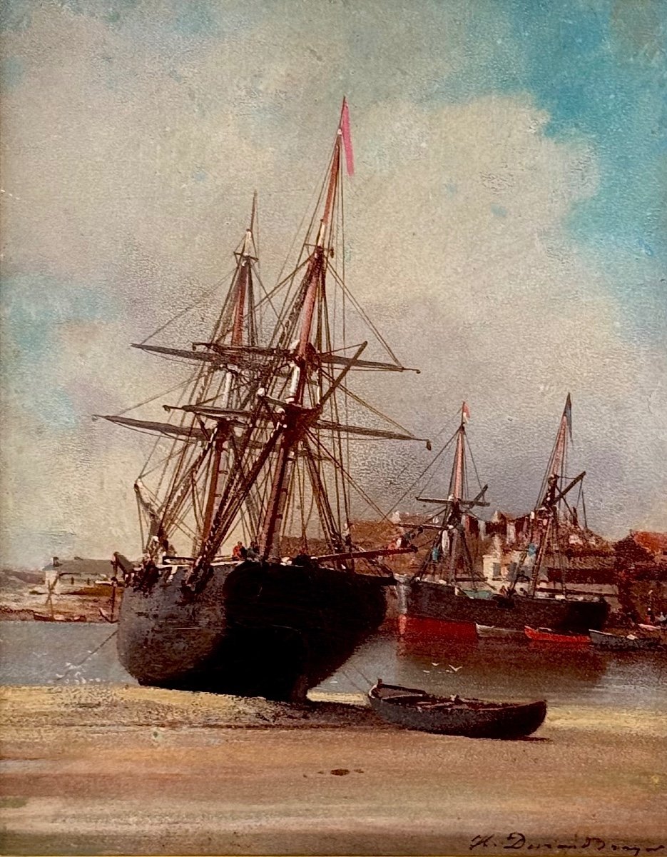 Jean-baptiste Henri Durand-brager (1814 - 1879)  Bateaux Au Port -photo-3