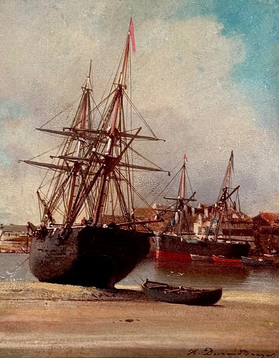 Jean-baptiste Henri Durand-brager (1814 - 1879)  Bateaux Au Port -photo-3