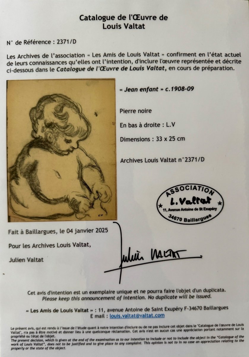 Louis Valtat (1869 -1952) Original Signed Drawing - Certificate From The Louis Valtat Committee -photo-4