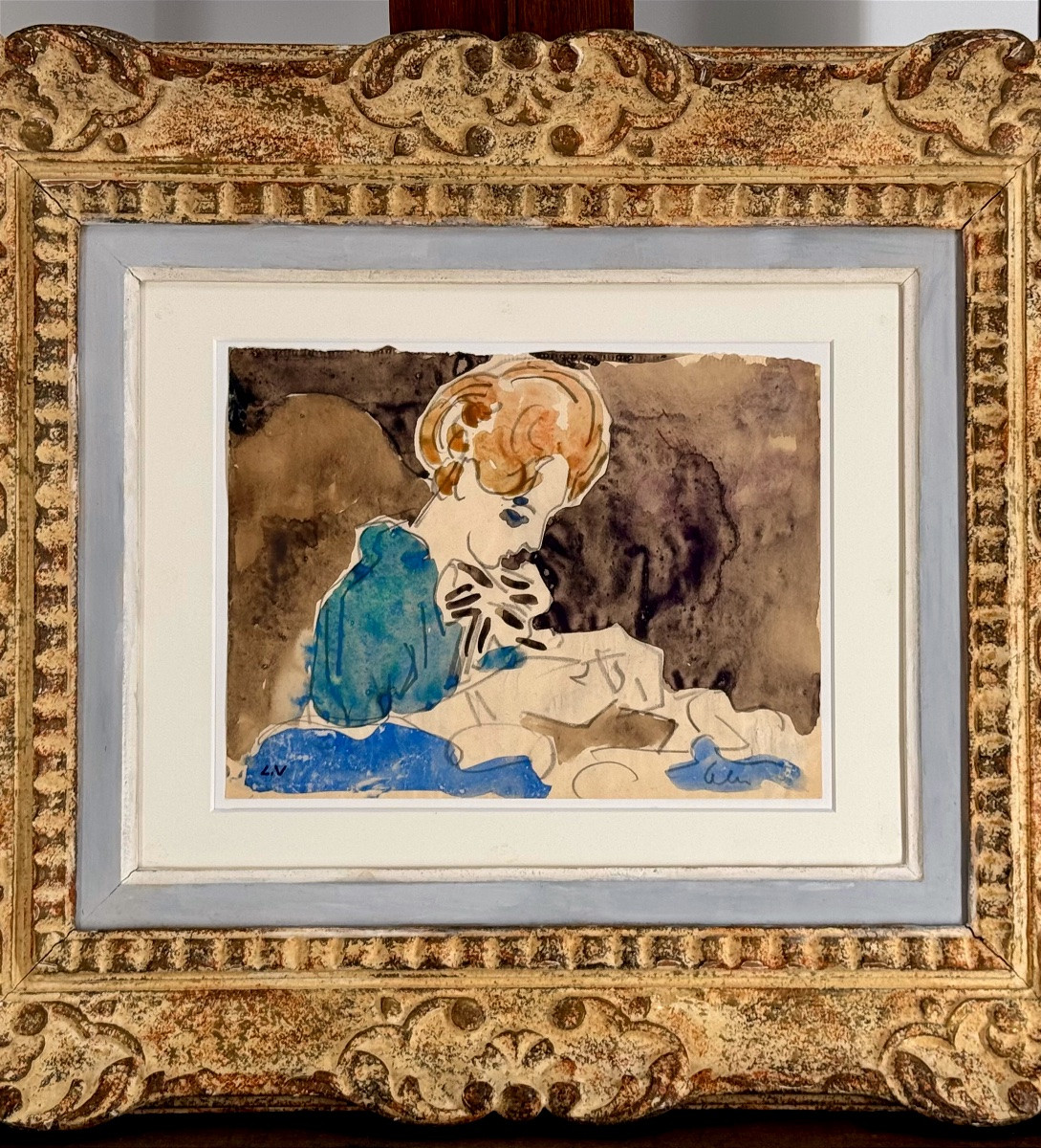 Louis Valtat (1869 -1952) - Femme à L’ouvrage (c 1925/1928) - Aquarelle Originale -photo-3