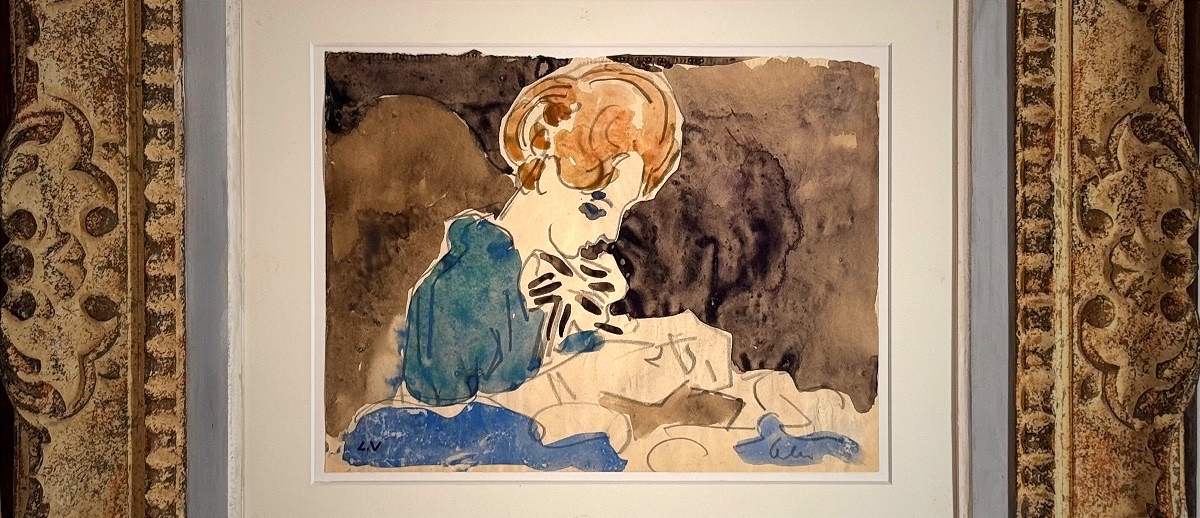 Louis Valtat (1869 -1952) - Femme à L’ouvrage (c 1925/1928) - Aquarelle Originale -photo-4