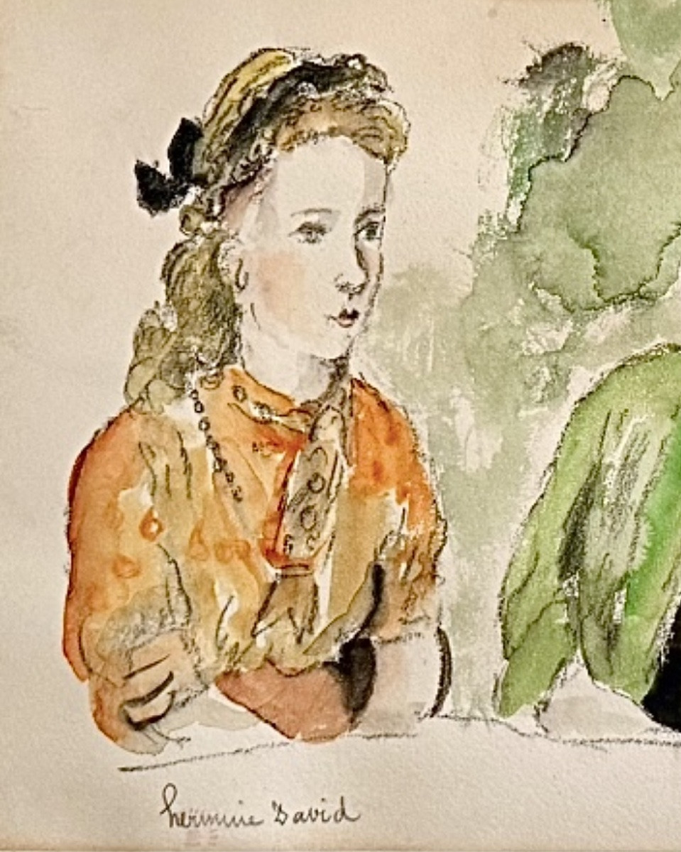 Hermine David (1886-1970) Deux élégantes - Aquarelle Signée -photo-4