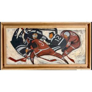 Alexis Kogeynikow Kow (1901-1978) Ice Hockey Match 1951 Signed