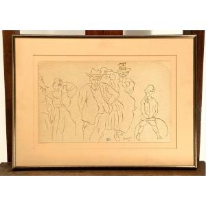 Jules Pascin (1885 - 1930) Brown Ink Signed  