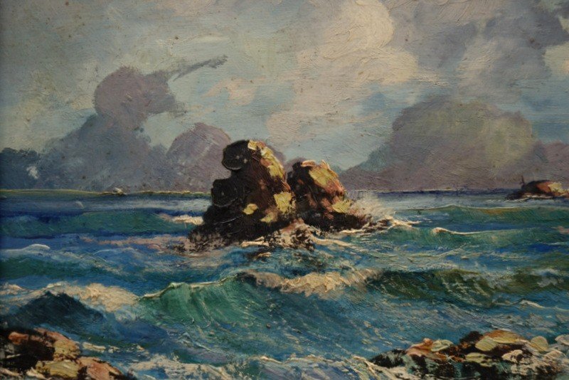 "algerian Coast" By Ch.r.bacin (?) Circa 1940/50-photo-3