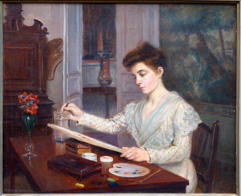 "the Watercolorist" By Pmlapierre-renouard Around 1900