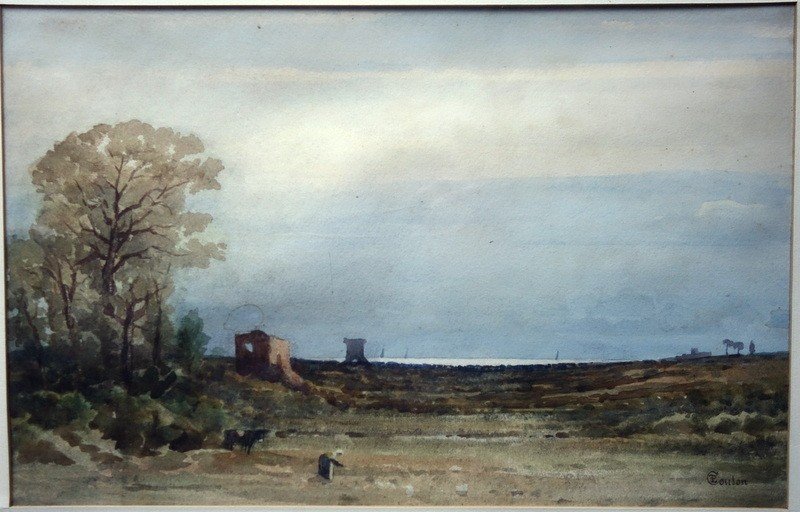 "BORD de MER, ITALIE" par Paul.F.L.COULON vers 1870/80