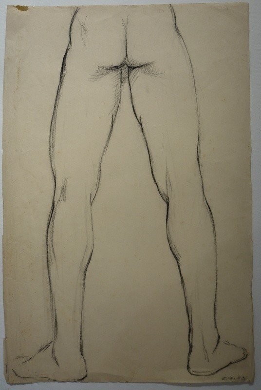 'the Athlete, Buttocks And Legs' 2 Drawings By Edmond Vales-photo-2