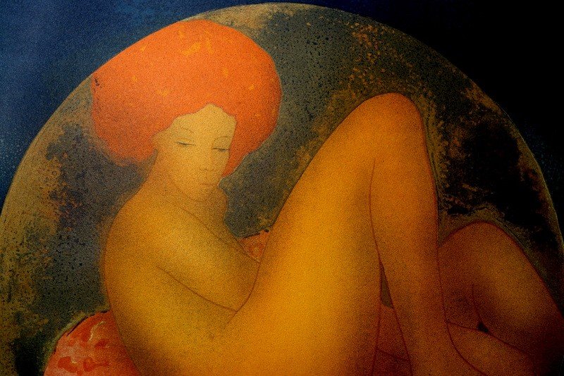 "nude Woman Seated" By Alain Bonnefoit..litho On Arches-photo-2