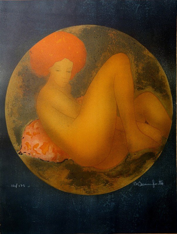 "FEMME NUE ASSISE" par Alain BONNEFOIT..Litho sur ARCHES