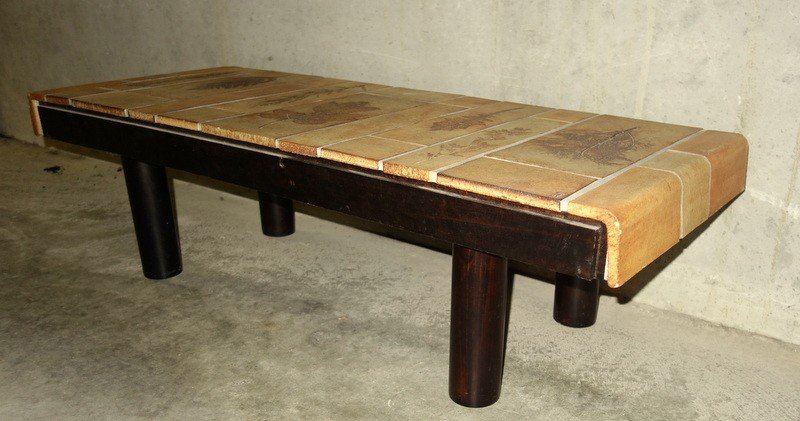 "rectangular Coffee Table" By Roger Capron Around 1960/70-photo-3