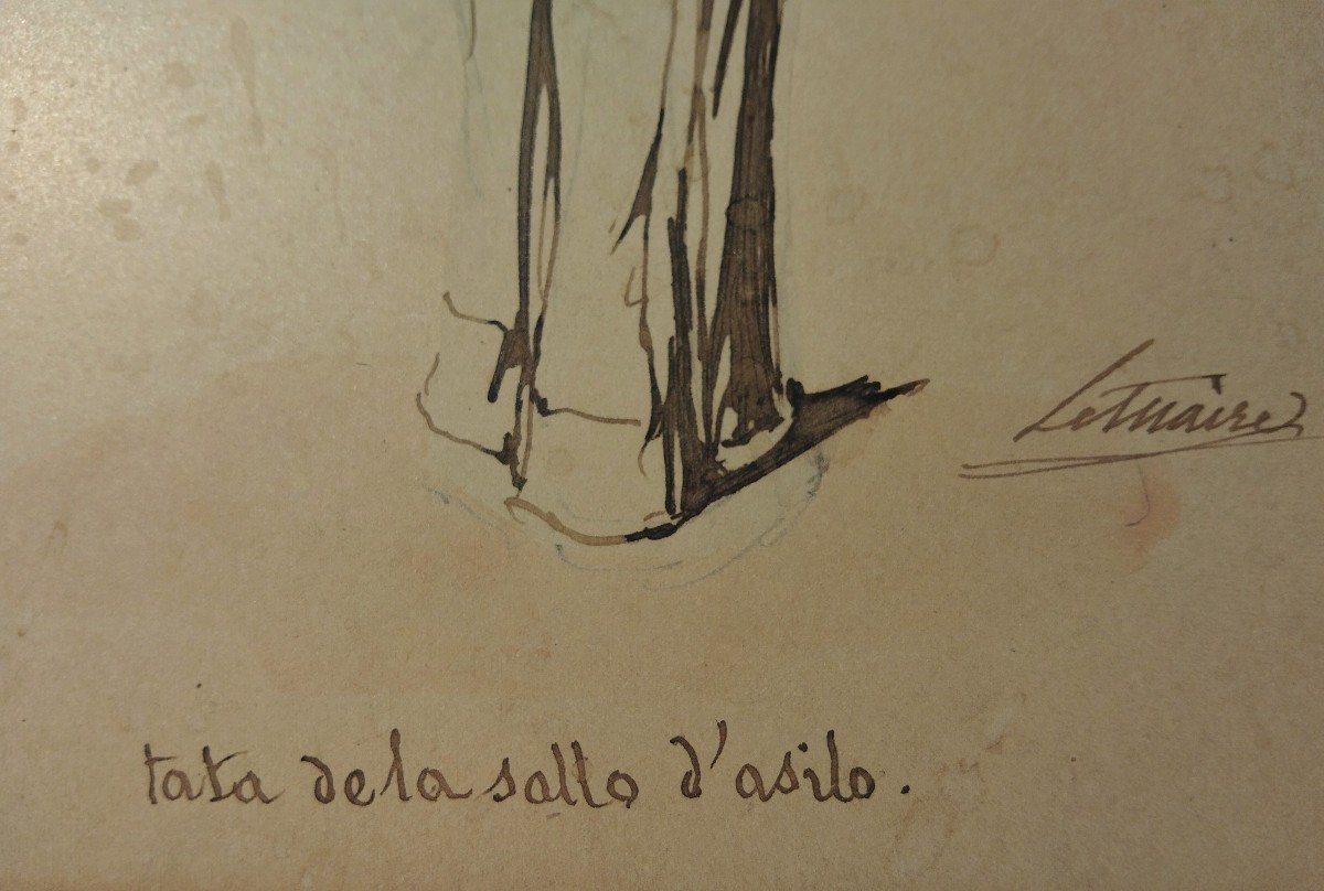 "tata De La Sallo d'Asilo" Caricature By Pierre Letuaire Circa 1860-photo-2