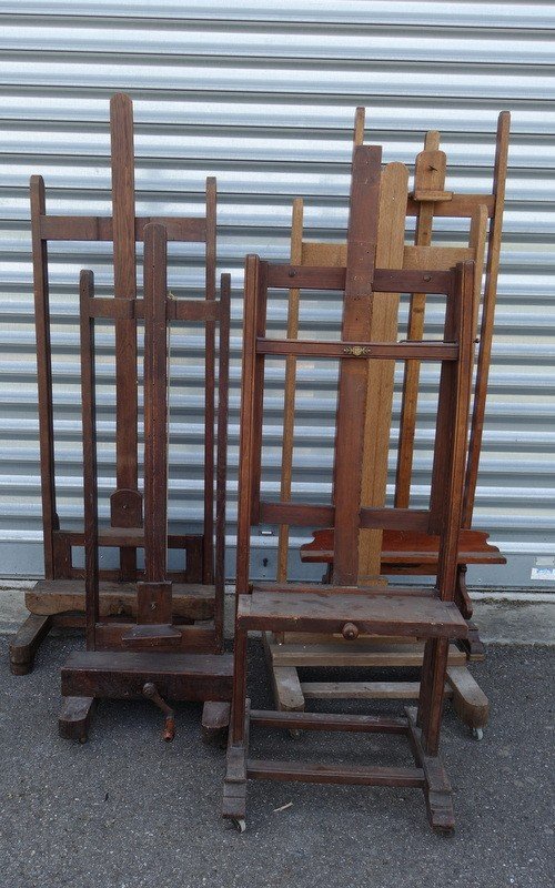 Set Of 5 "old Easels" In Oak, Beech, Mahogany-photo-8