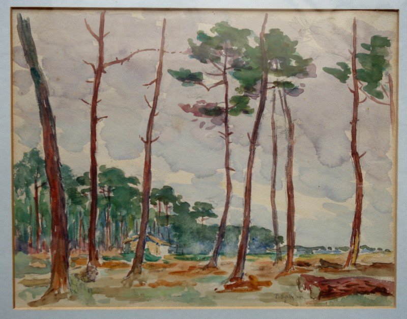 "landes Landscape" By Paul Salvan Circa 1950-photo-2