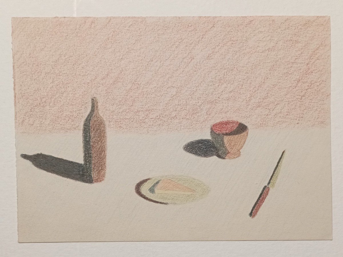 Lot 9 Drawings "still Life, Trees.." Attr M.babet Circa 1950-photo-5