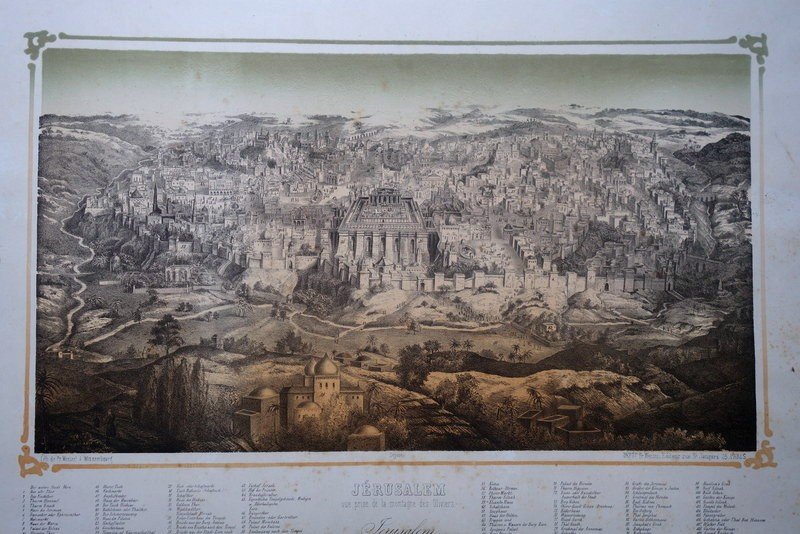 'jerusalem' Lithograph By Fr Wentzel Circa 1850-photo-2