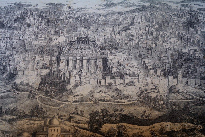 'jerusalem' Lithograph By Fr Wentzel Circa 1850-photo-4