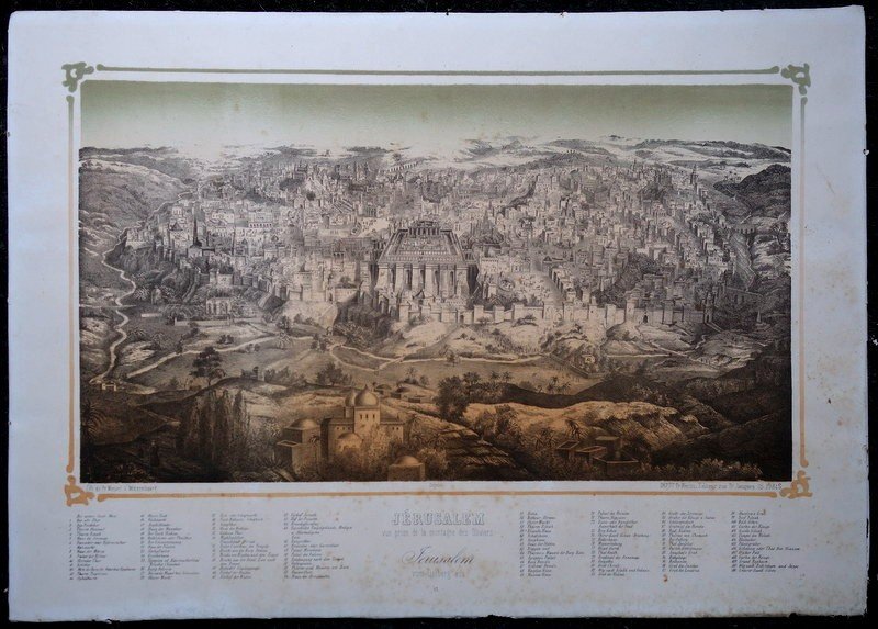 'JERUSALEM " Lithographie de J.Fr WENTZEL  vers 1850