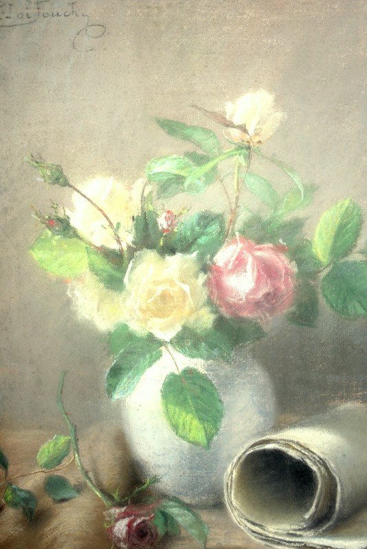 "BOUQUET de ROSES " par Eloi FOUCHE ..BORDEAUX  vers 1900-photo-2