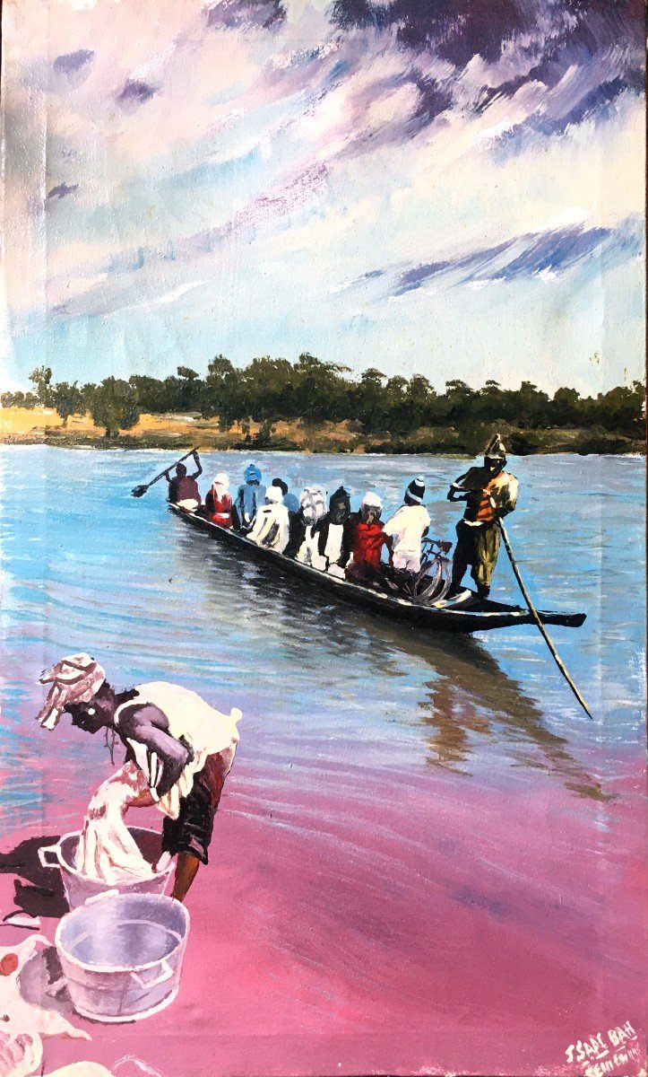 "the Crossing Of The River" By Isaac Bah ...africa Around 1960