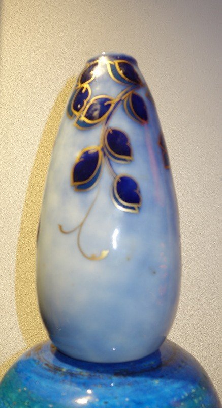 "blue Vase" By Camille Tharaud ...limoges Circa 1930-photo-2