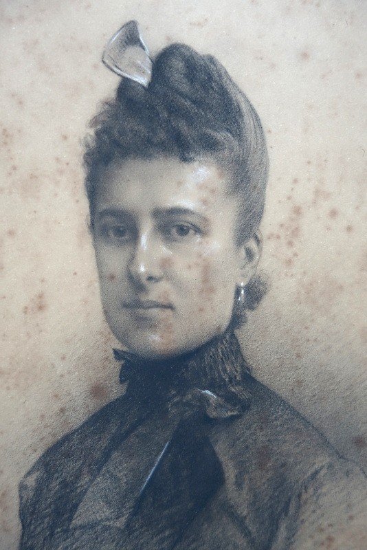 "beautiful Young Woman" By Barry (?) Circa 1880/1900-photo-3