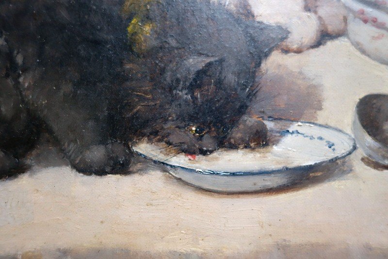 "La SOUPE des CHATONS" par Maria REMY vers 1900-photo-2