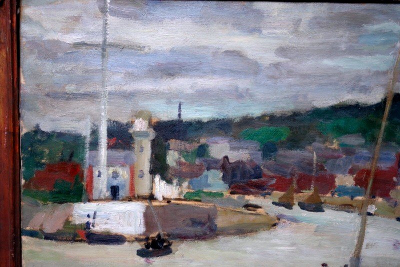 "port Of Honfleur" By Gaston Sebire Around 1950-photo-2