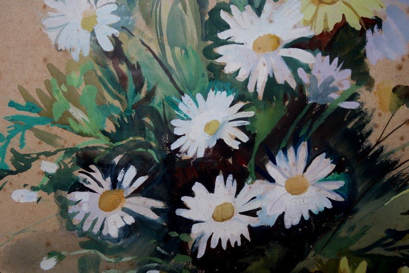 "MARGUERITES" Gouache par André LAGRANGE  vers 1930-photo-4