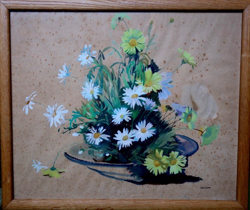 "MARGUERITES" Gouache par André LAGRANGE  vers 1930