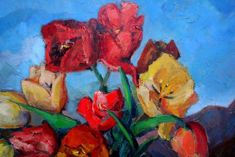 “bouquet Of Tulips” By Julien Henge Circa 1960-photo-4