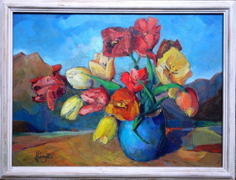 "BOUQUET de TULIPES" par Julien HENGE vers 1960