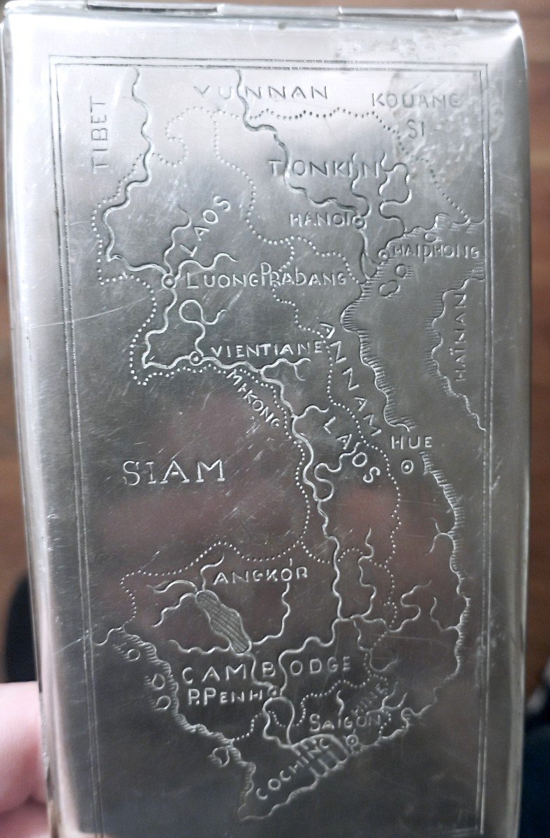 "cigarette Case" Silver ...indochina, Vietnam Circa 1940/50-photo-1