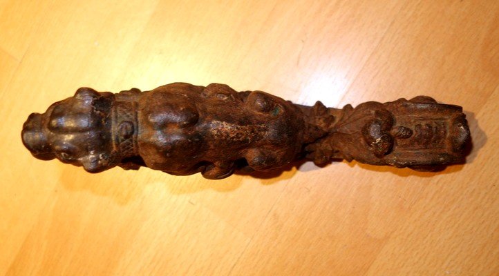 "dog Knocker" Cast Iron 19th Century-photo-4