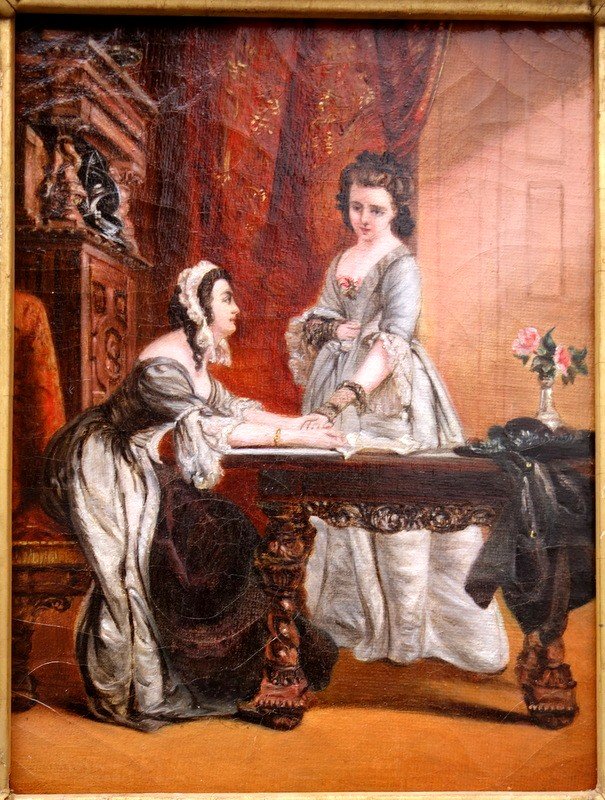 "the Announcement To The Countess" French School Circa 1850-photo-2