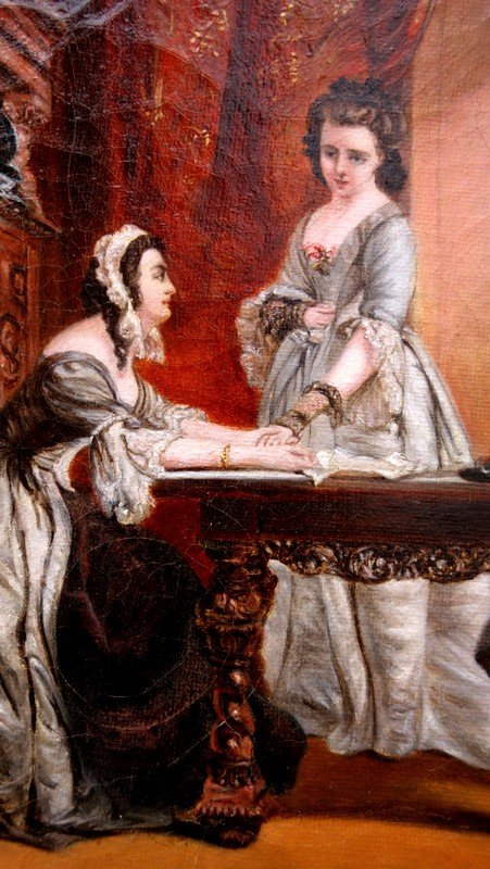 "the Announcement To The Countess" French School Circa 1850-photo-3