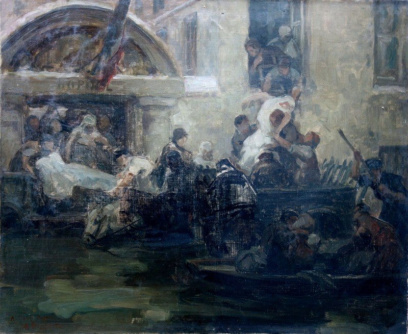 "flood Rescue" (study) By A.boulanger 1910