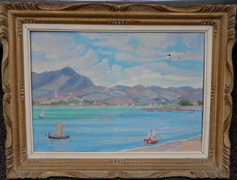 "HENDAYE " Tableau signé  vers 1950