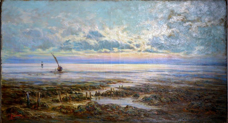 "low Tide" By Emile Deme Around 1900-photo-2