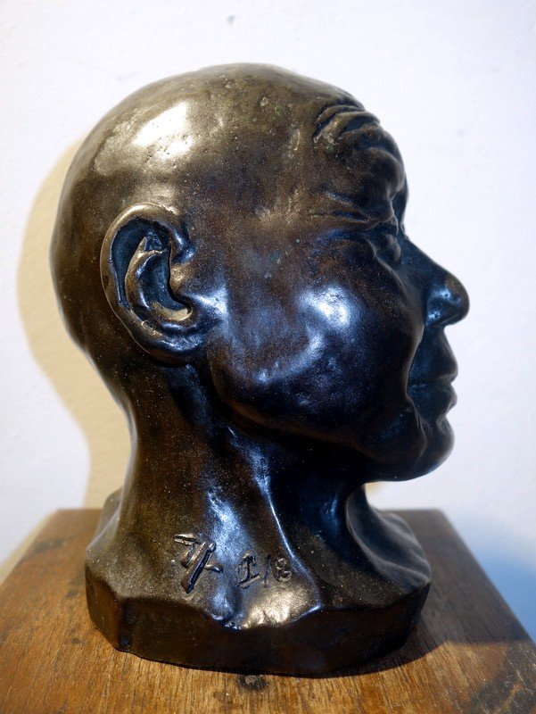 "chinese Head" Bronze By Gérard Pestarque -photo-2